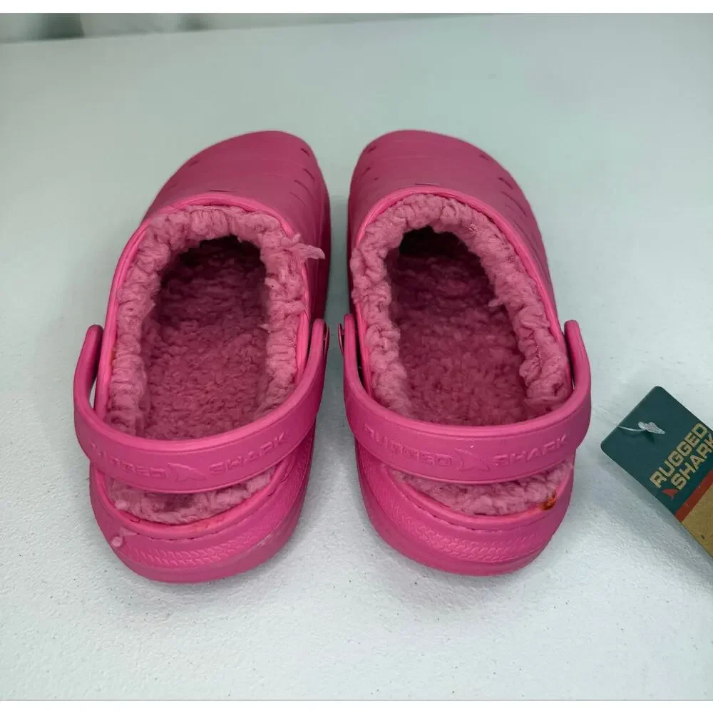 Rugged Shark Kids Sherpa Lined Eva Clog, Size 3 Pink